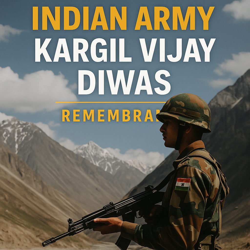 Allahabad University Indian Army Kargil Vijay Diwas 2025 memorial tribute with soldiers and flag