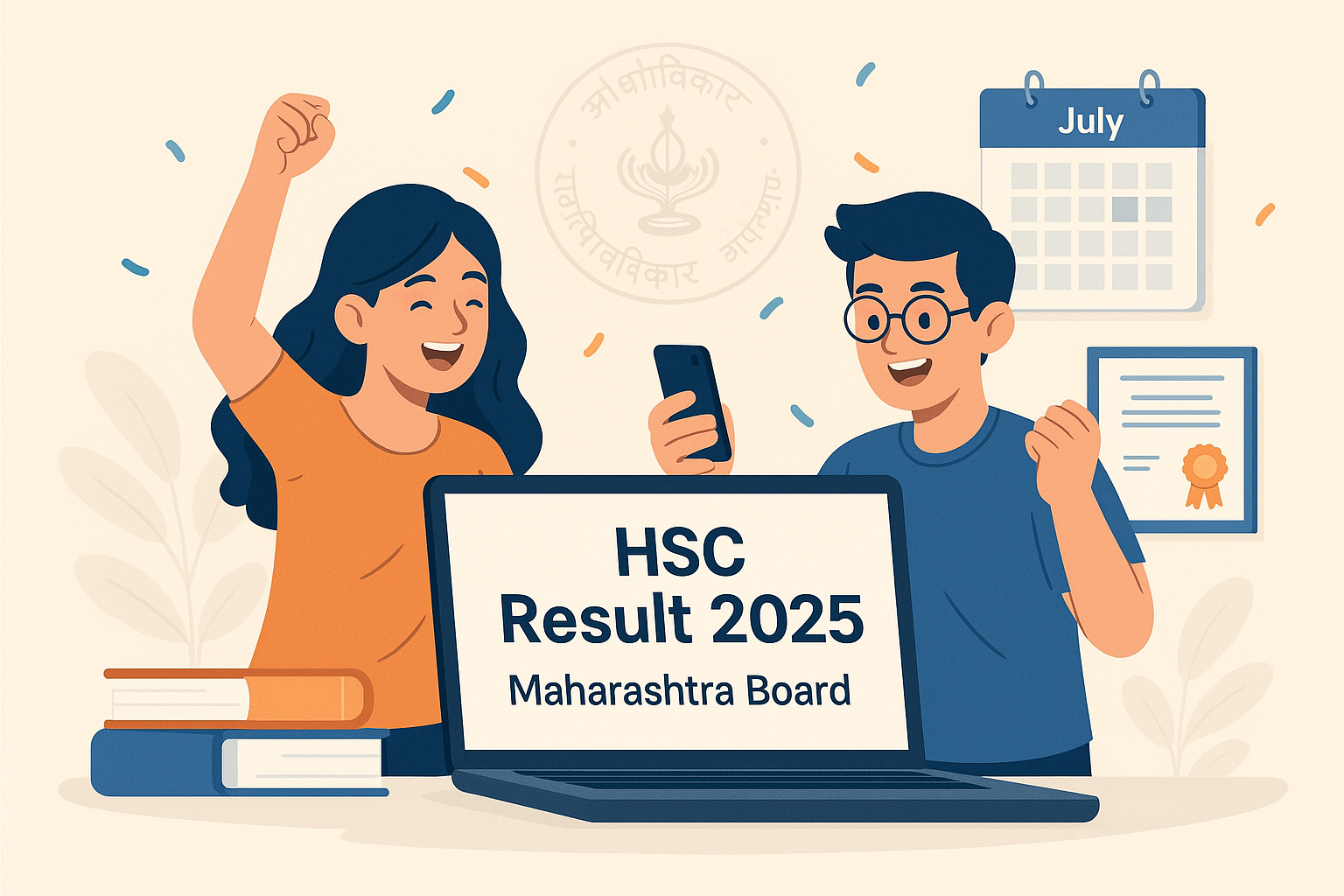 Sundar Pichai Students checking Maharashtra HSC Result 2025 on a laptop