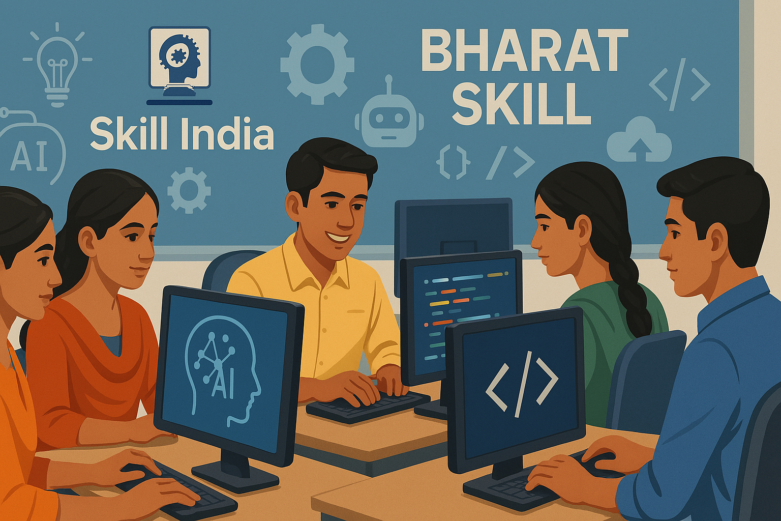 Sundar Pichai Skill India AI courses Classes 6-12 Bharat Skills initiatives