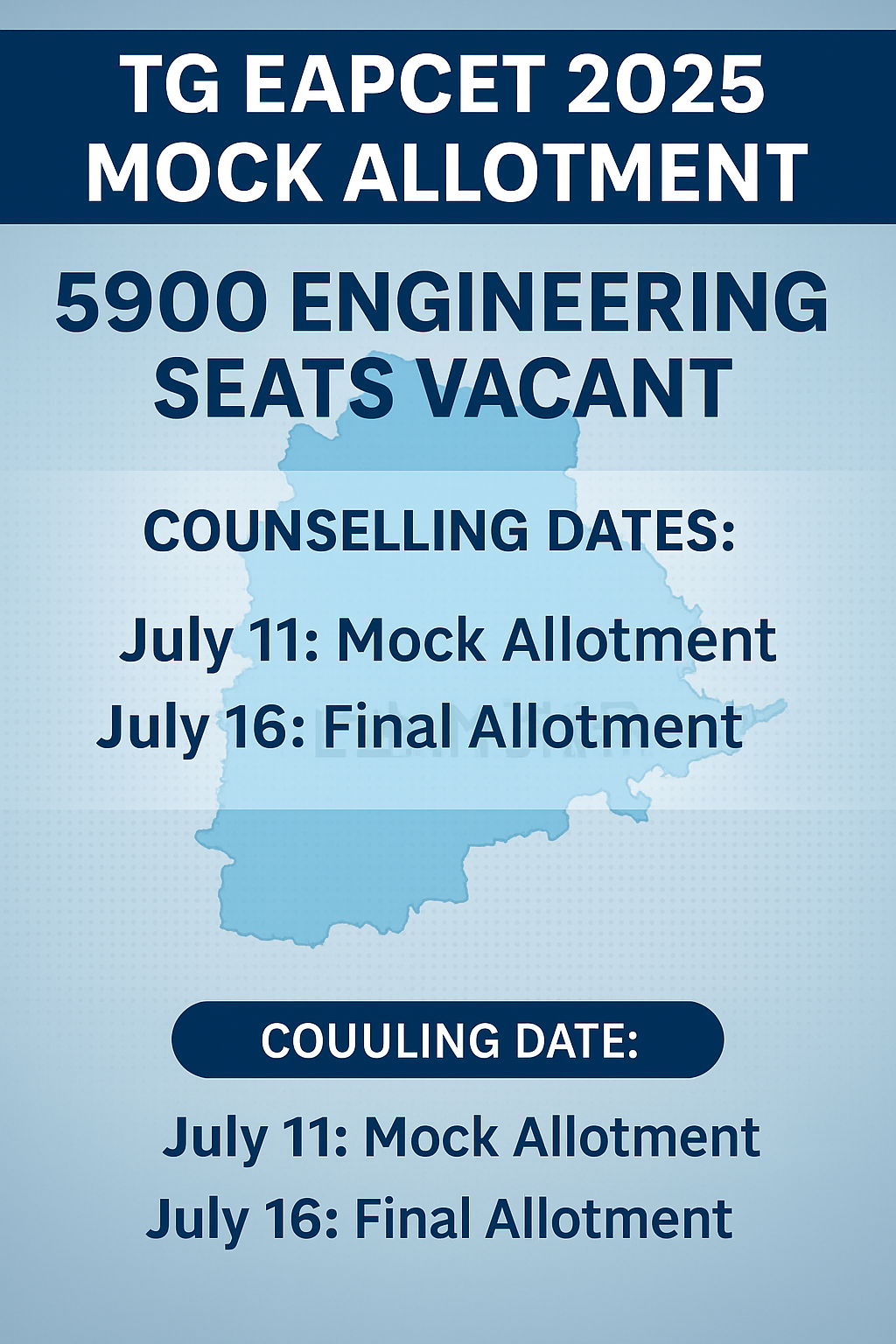 Asia TG EAPCET 2025 mock allotment vacant engineering seats counselling schedule