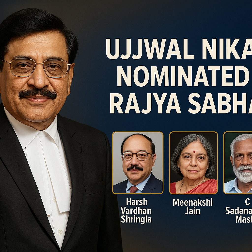 Asia Ujjwal Nikam nominated to Rajya Sabha with Harsh Vardhan Shringla, Meenakshi Jain, C Sadanandan Master