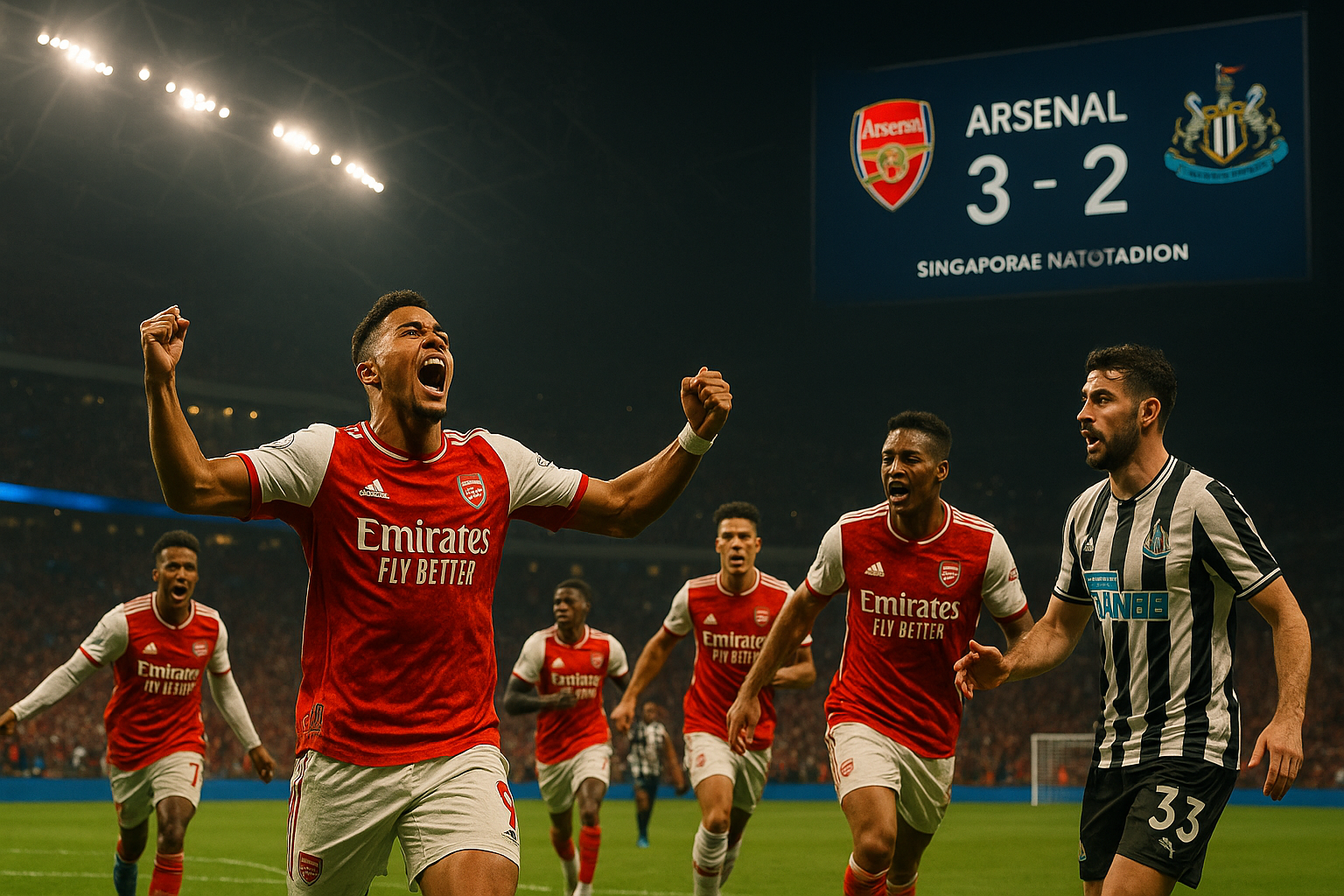 Allahabad University Arsenal vs Newcastle match 2025 at Singapore National Stadium – key moments and final score