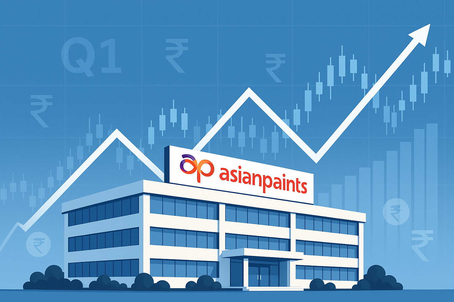 Sundar Pichai Asian Paints factory with share price chart and Q1 FY26 financial summary