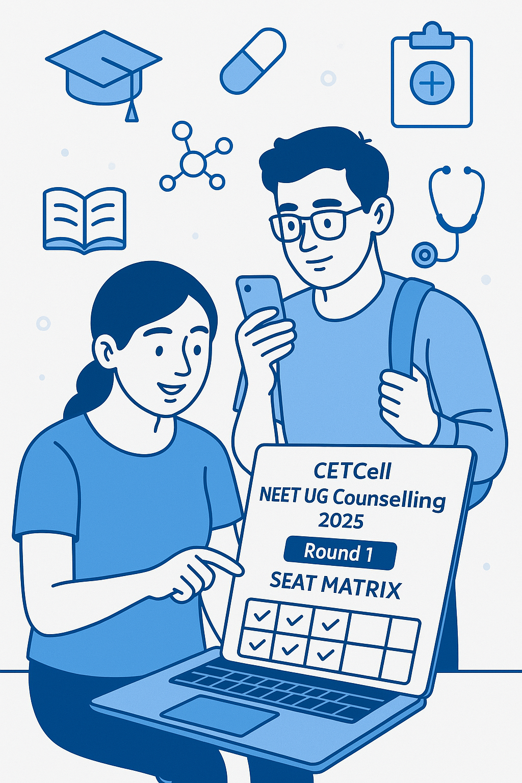 Allahabad University Students checking CETCell NEET UG Counselling 2025 seat matrix online