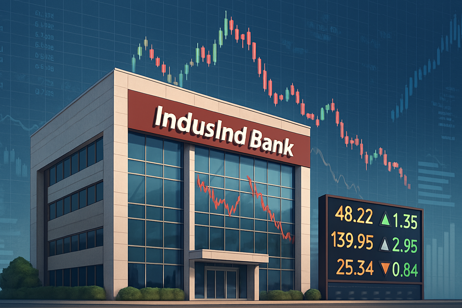 Sundar Pichai IndusInd Bank stock chart and financial performance summary after Q1 FY26 results