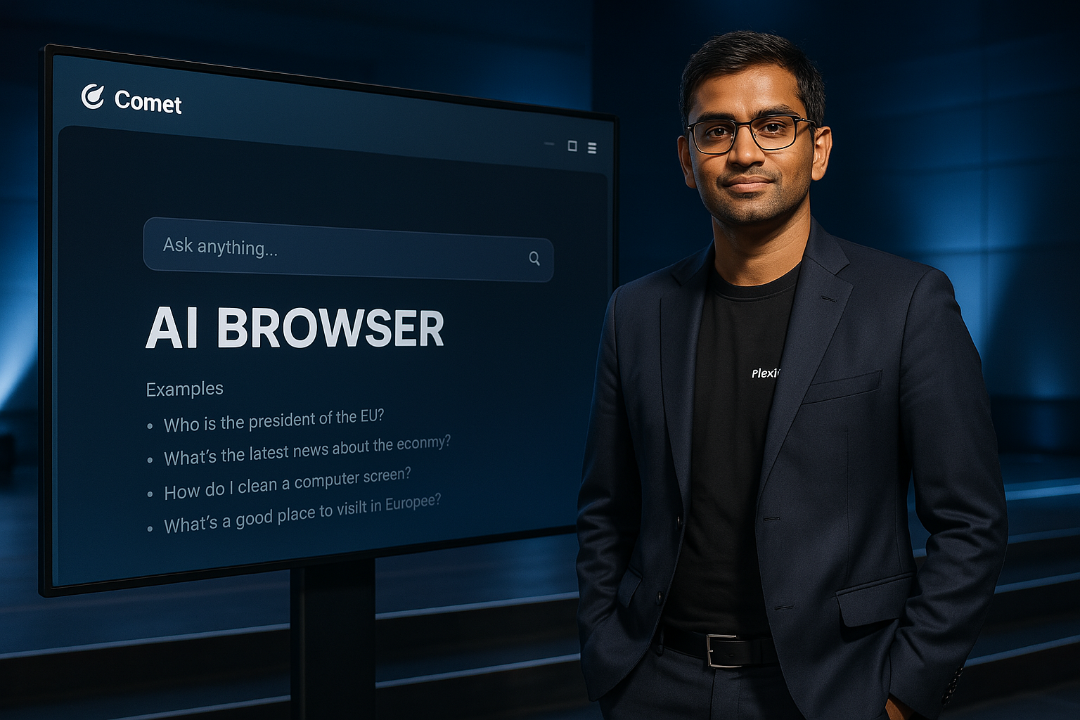 Sundar Pichai Perplexity CEO Aravind Srinivas Comet AI browser launch photo