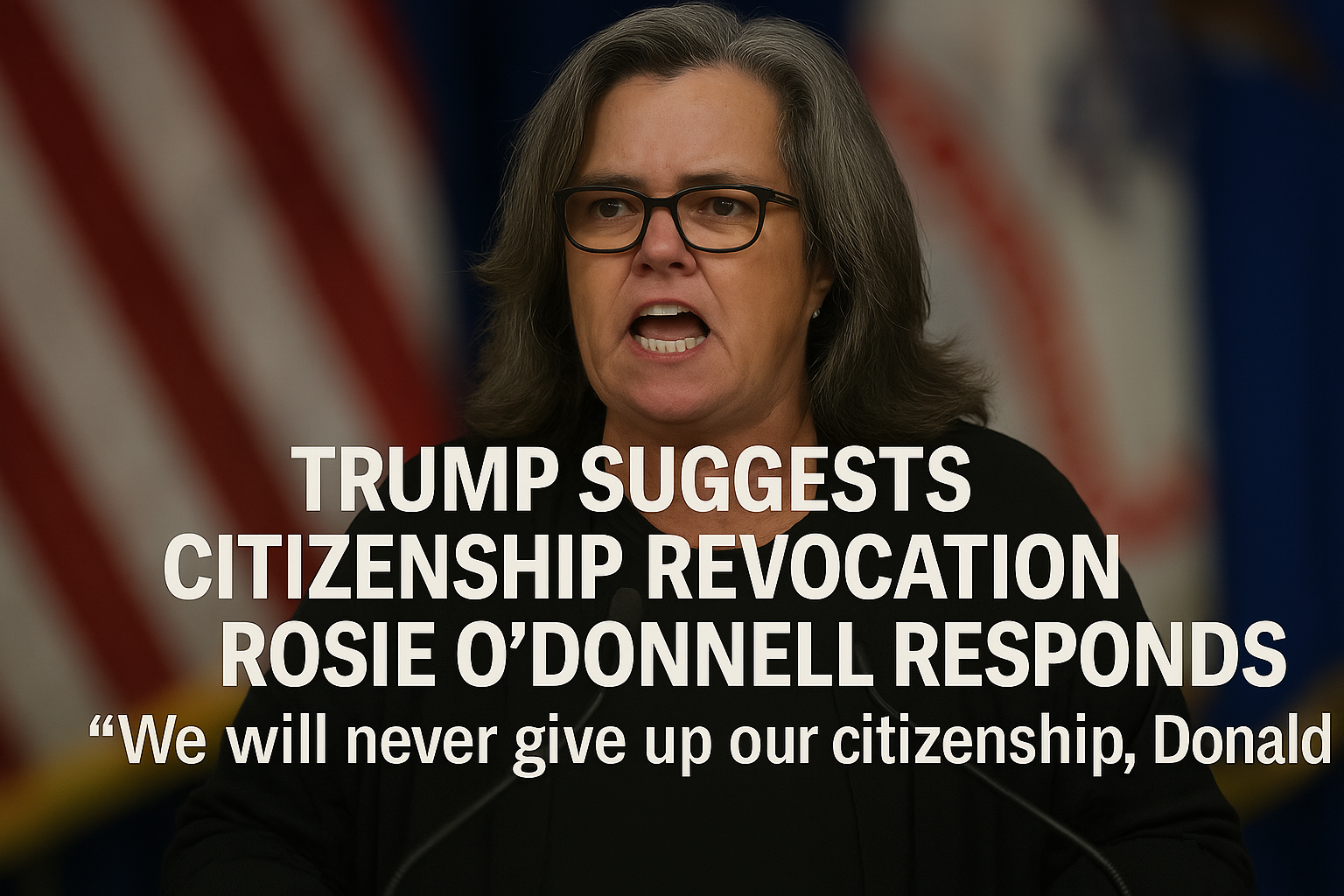Asia Rosie O'Donnell at a public event speaking against Trump’s remarks