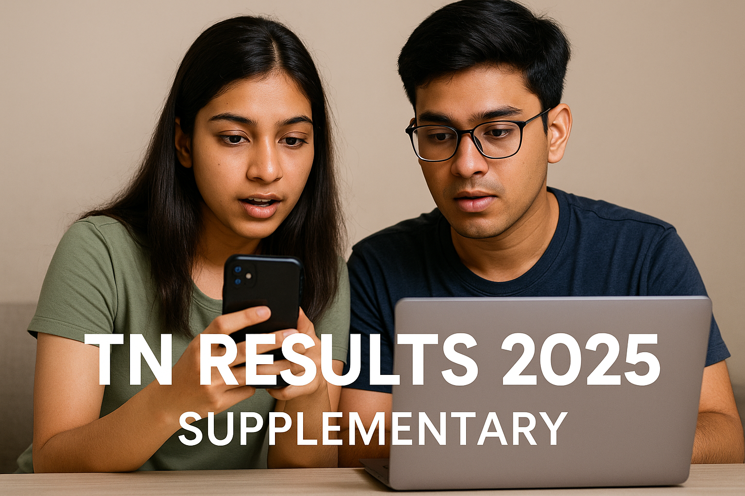 Allahabad University Students checking TN SSLC and HSE 1 supply results on smartphone and laptop