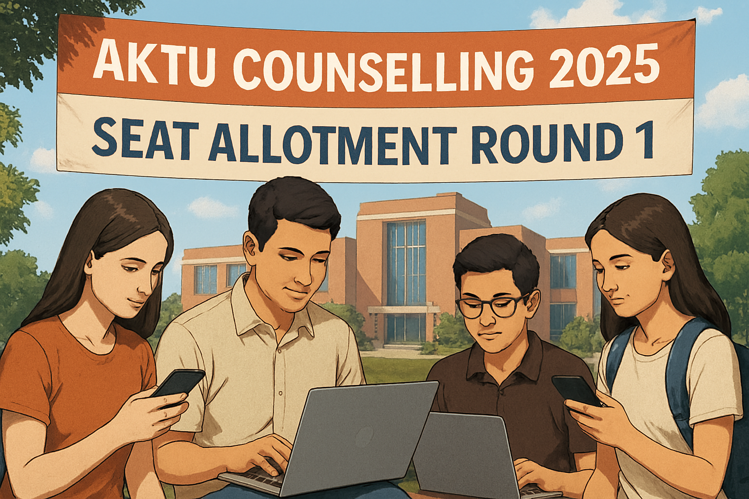 Tigres Student checking AKTU counselling seat allotment result on laptop