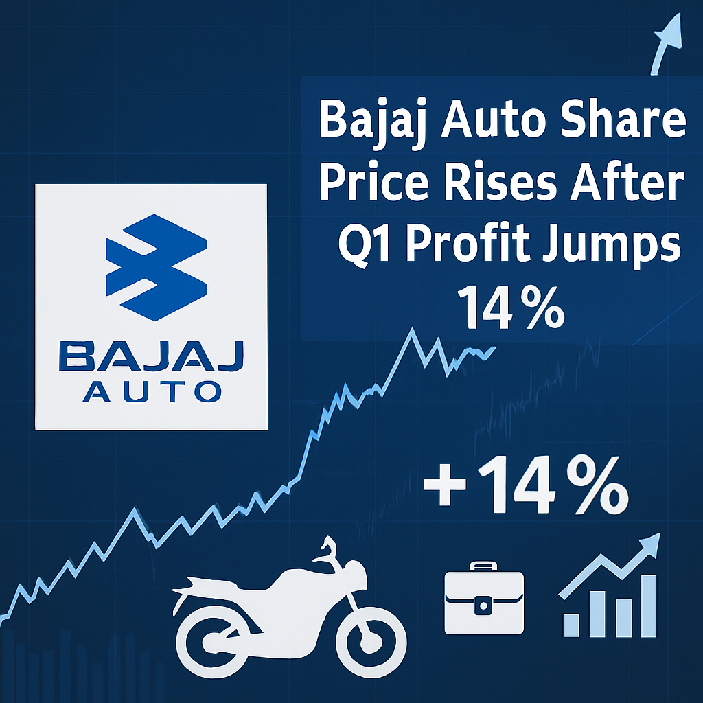 bajaj "Bajaj Auto share price graph rising after Q1 FY26 profit surge"