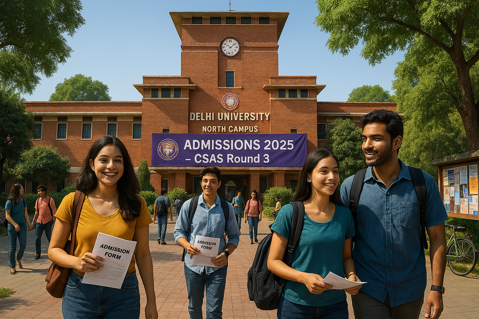 singapore Delhi University admissions 2025 – Students at North Campus during CSAS Round 3