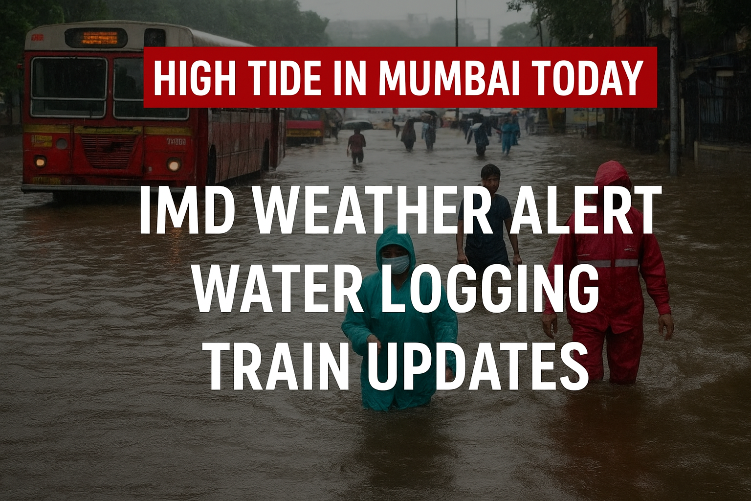 Asia High tide in Mumbai today causing water logging, IMD weather alert, and train disruptions