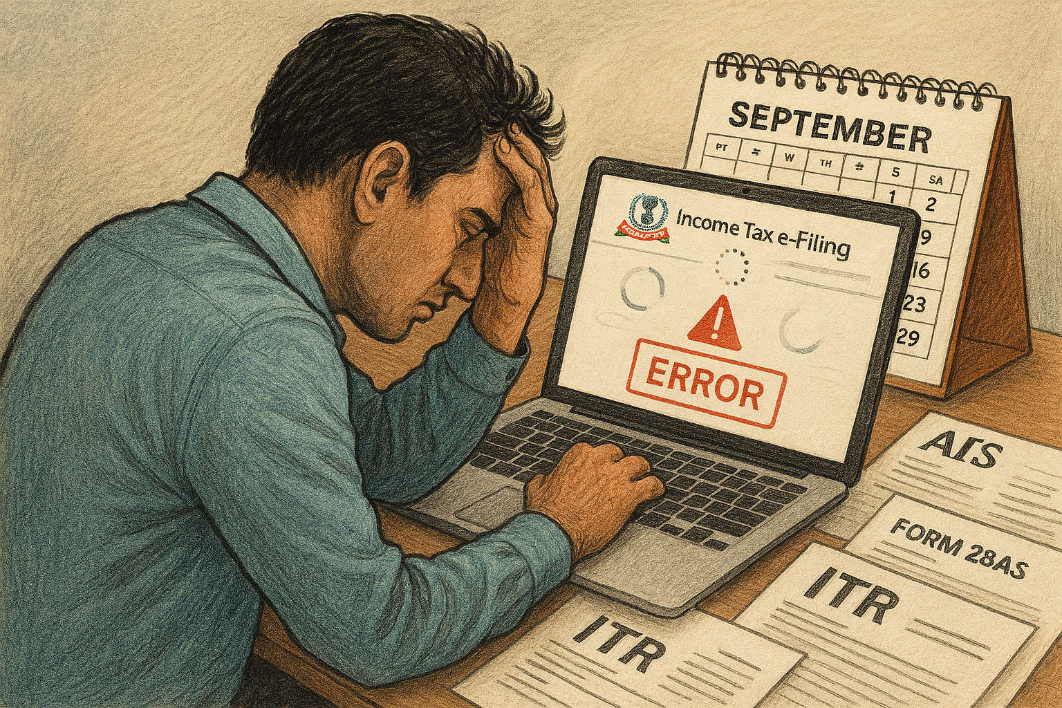 Asia Income tax portal displaying glitch, ITR deadline extension concept