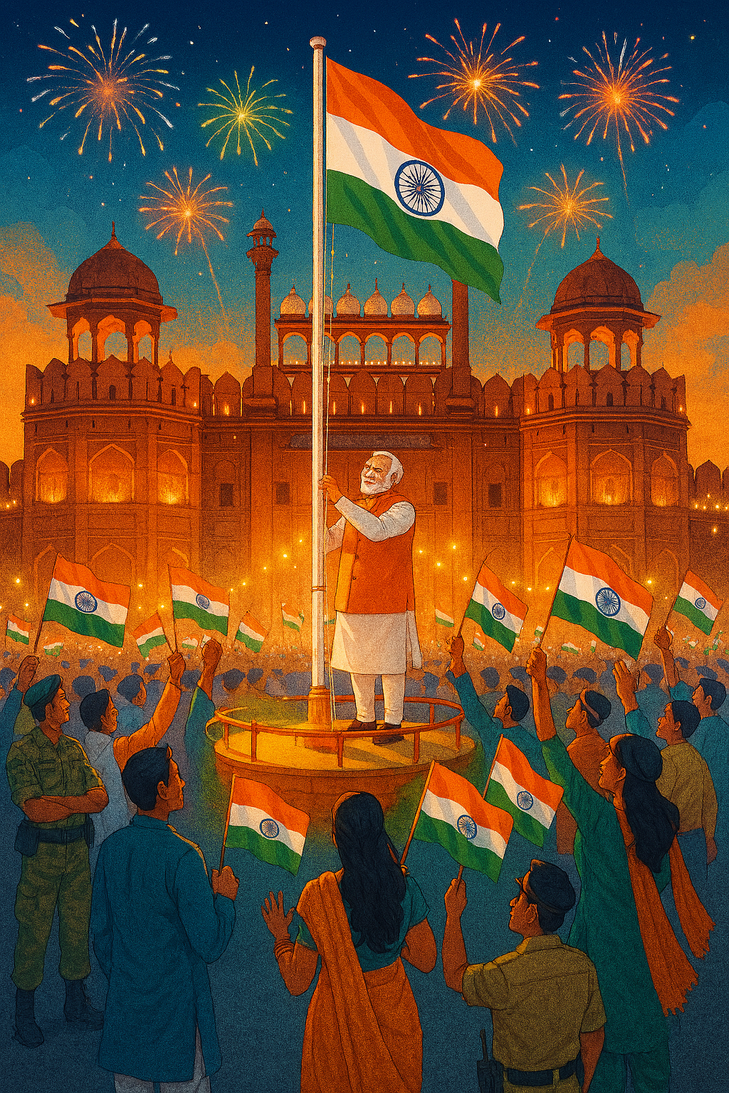 uksssc Independence Day 2025 celebrations with flag hoisting at Red Fort