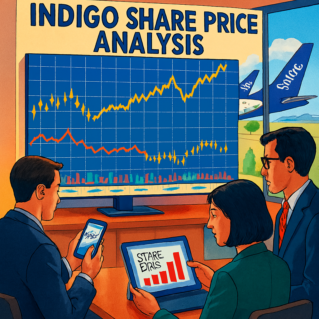 Asia Illustration of Indigo share price analysis with stock market trends