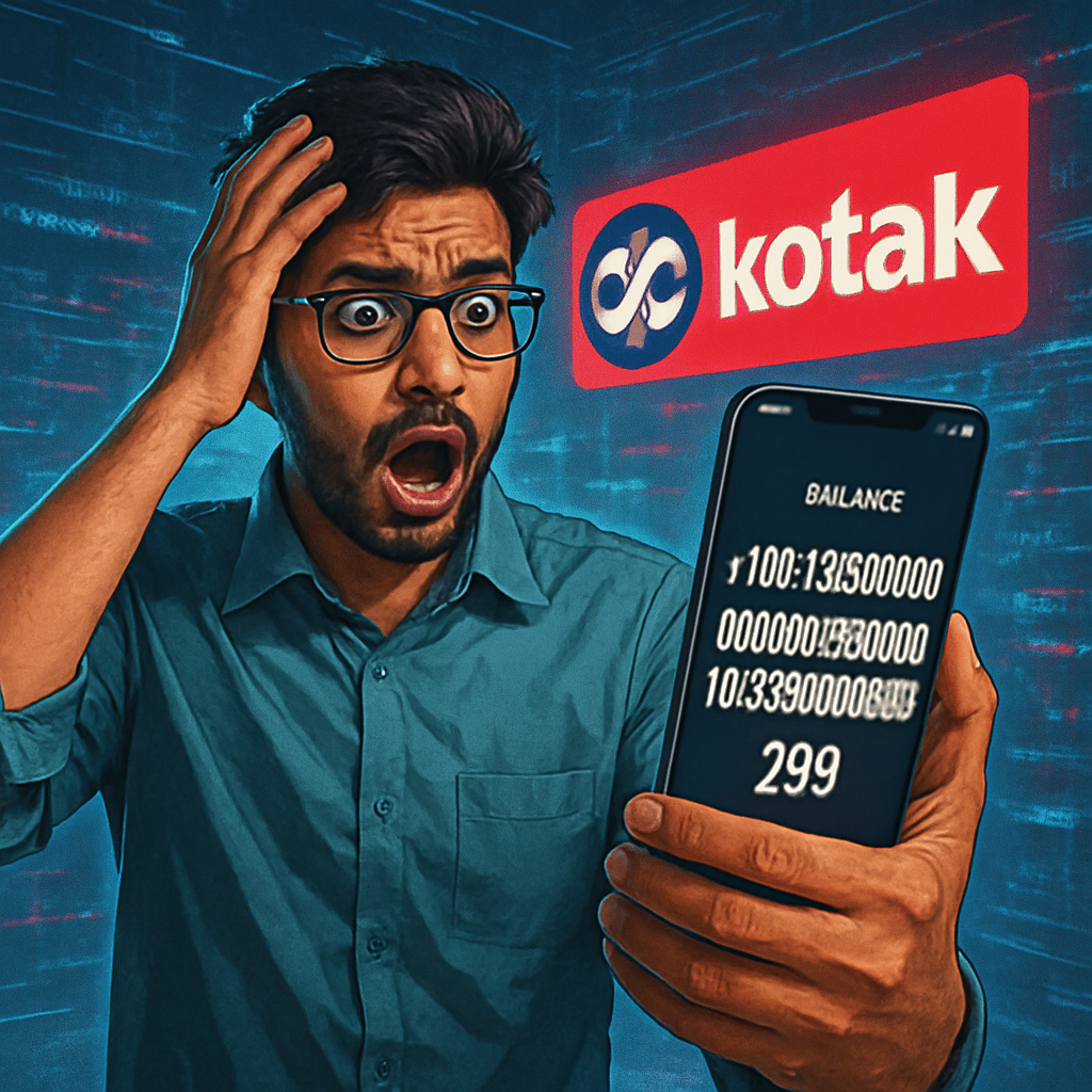 bajaj Kotak Mahindra Bank balance glitch with huge amount in account screenshot