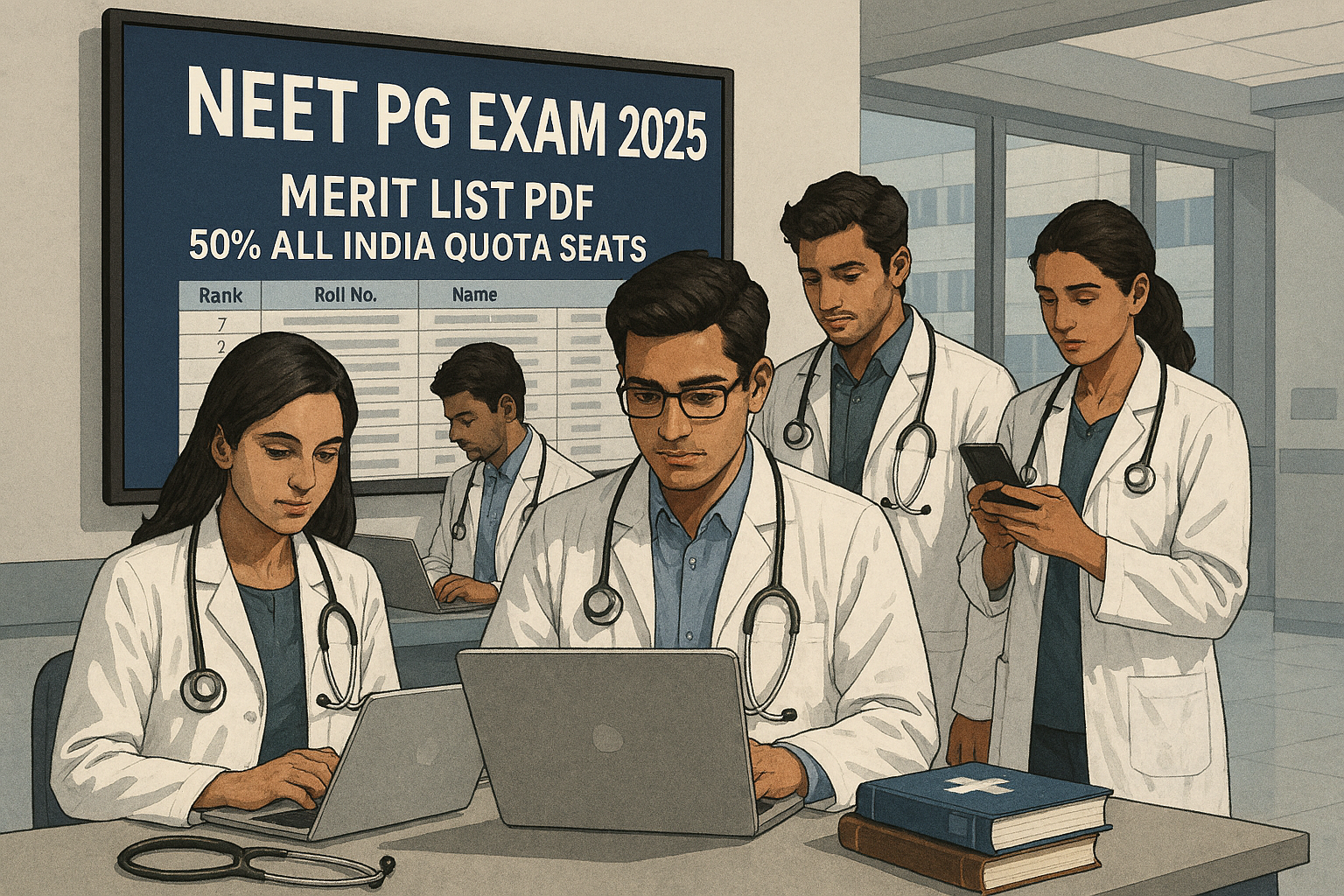 Asia Illustration of NEET PG exam counseling and merit list