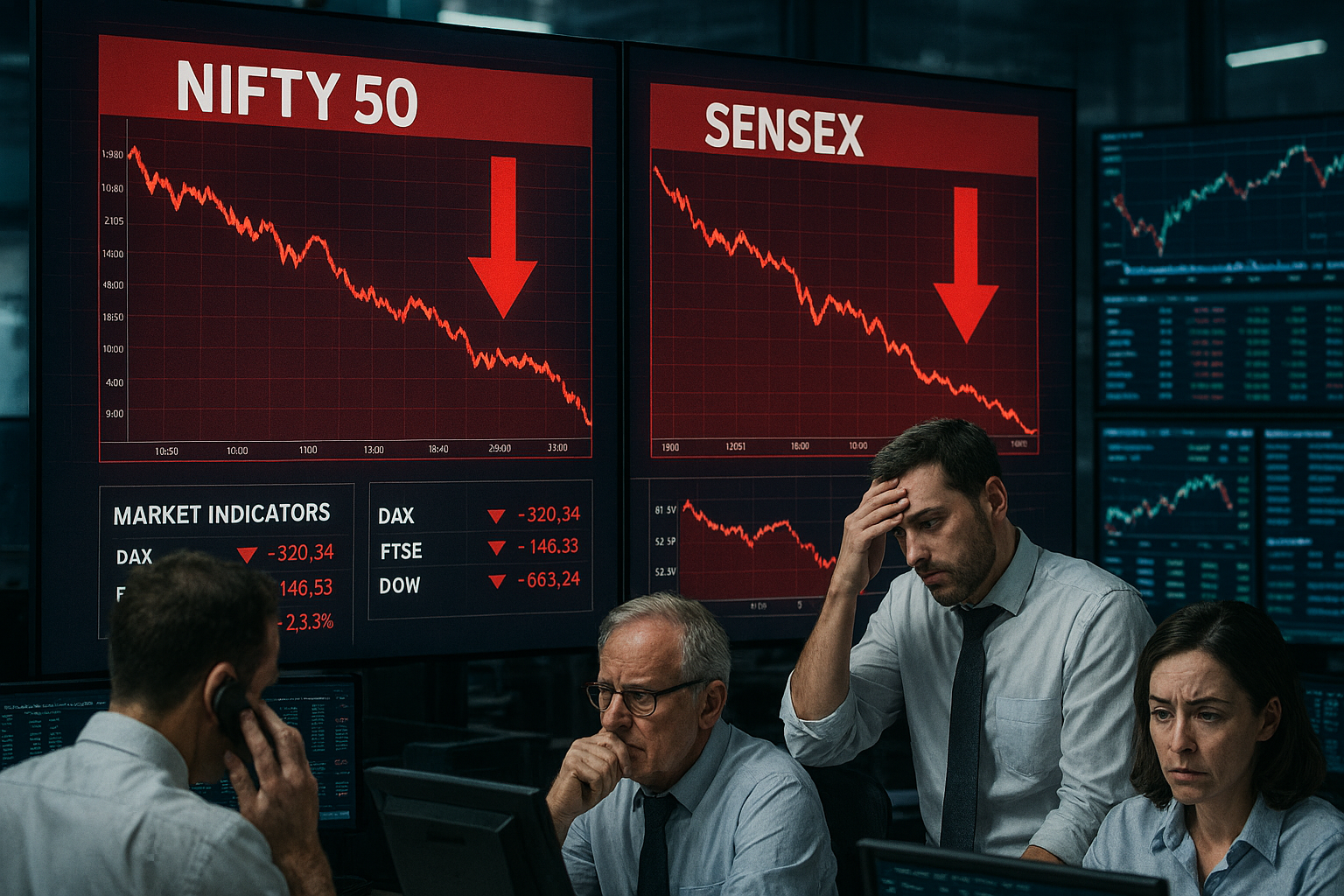 Asia Nifty 50 today chart showing stock market crash with Sensex decline