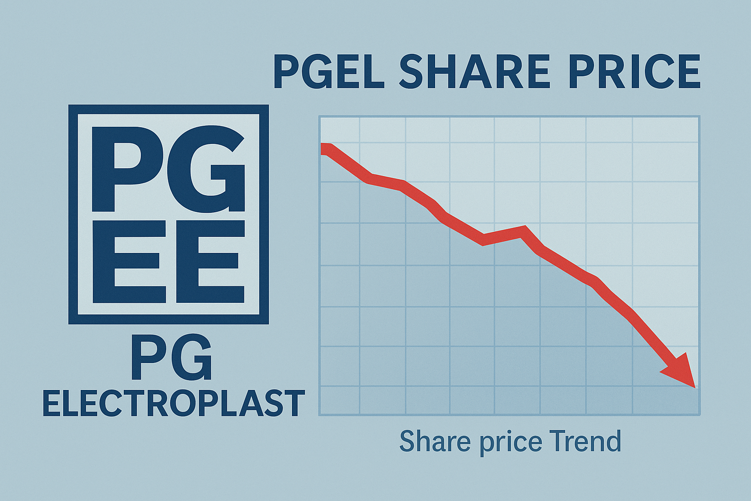 PGEL share price chart showing downward trend after Q1 results