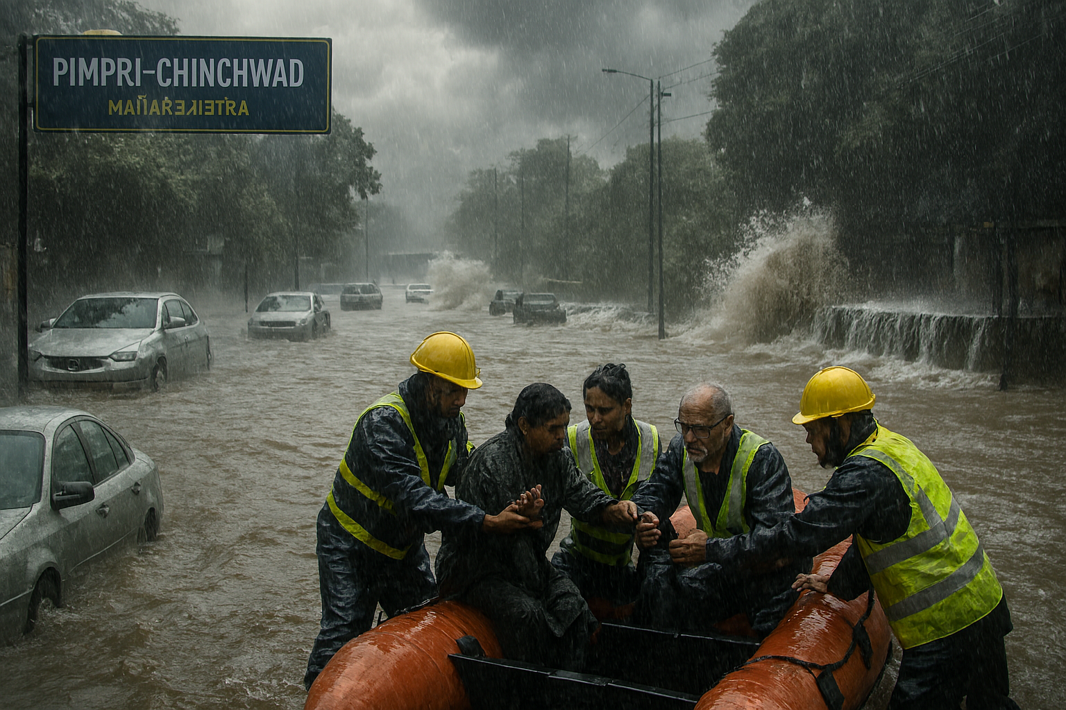 Asia Flooded streets of Pimpri-Chinchwad after heavy rainfall in Maharashtra