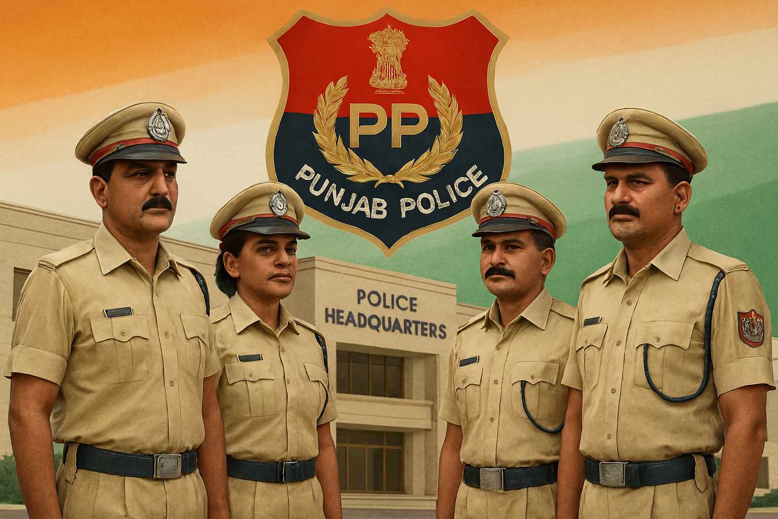 Asia Punjab Police officers conducting security operations in Punjab