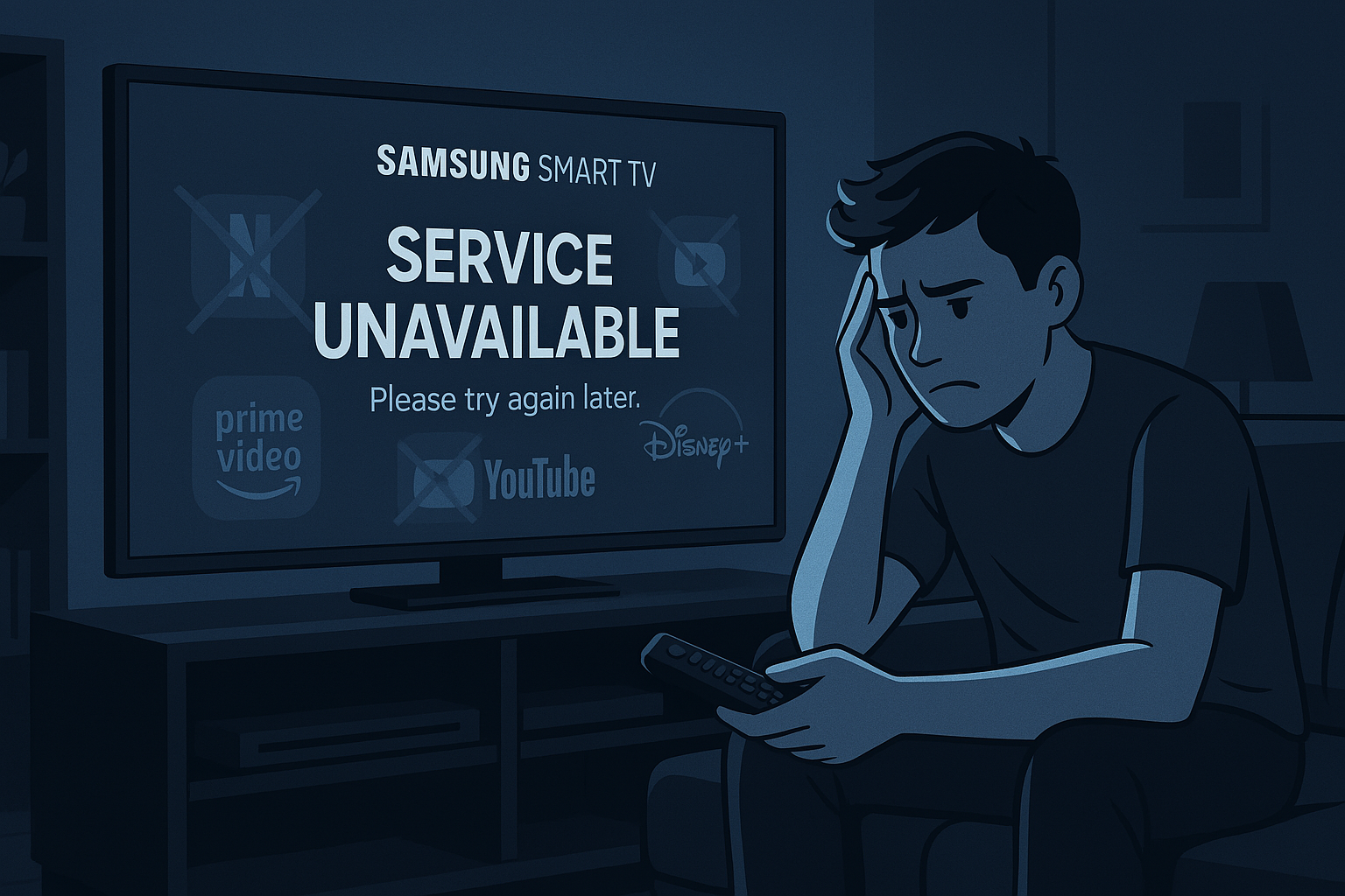 Allahabad University Samsung Smart TV outage 2025 service disruption and app failure illustration