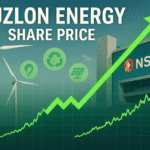 share Suzlon Energy stock chart and wind turbines with share price indicators
