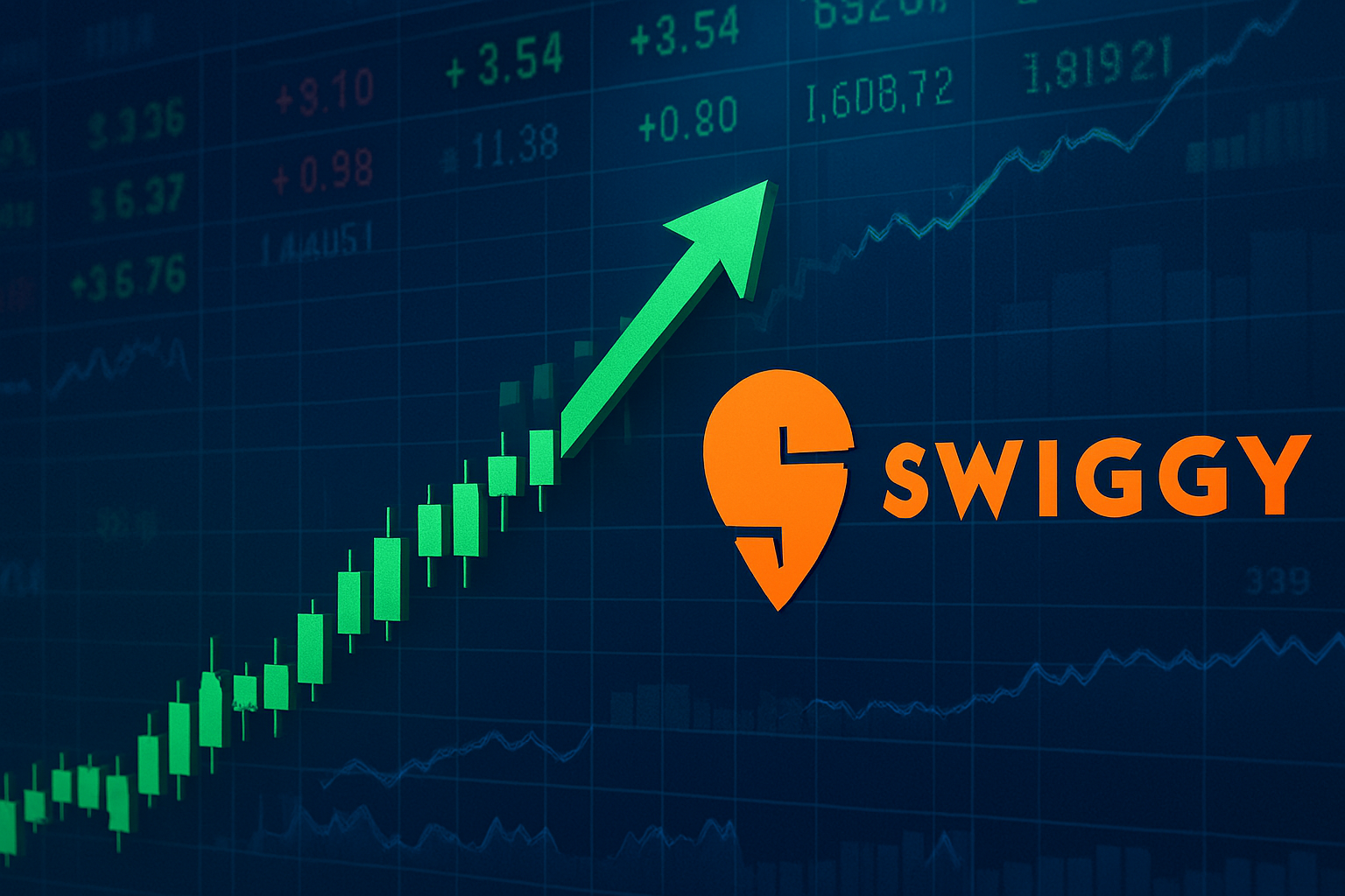 Asia Swiggy share price rally with stock market growth chart