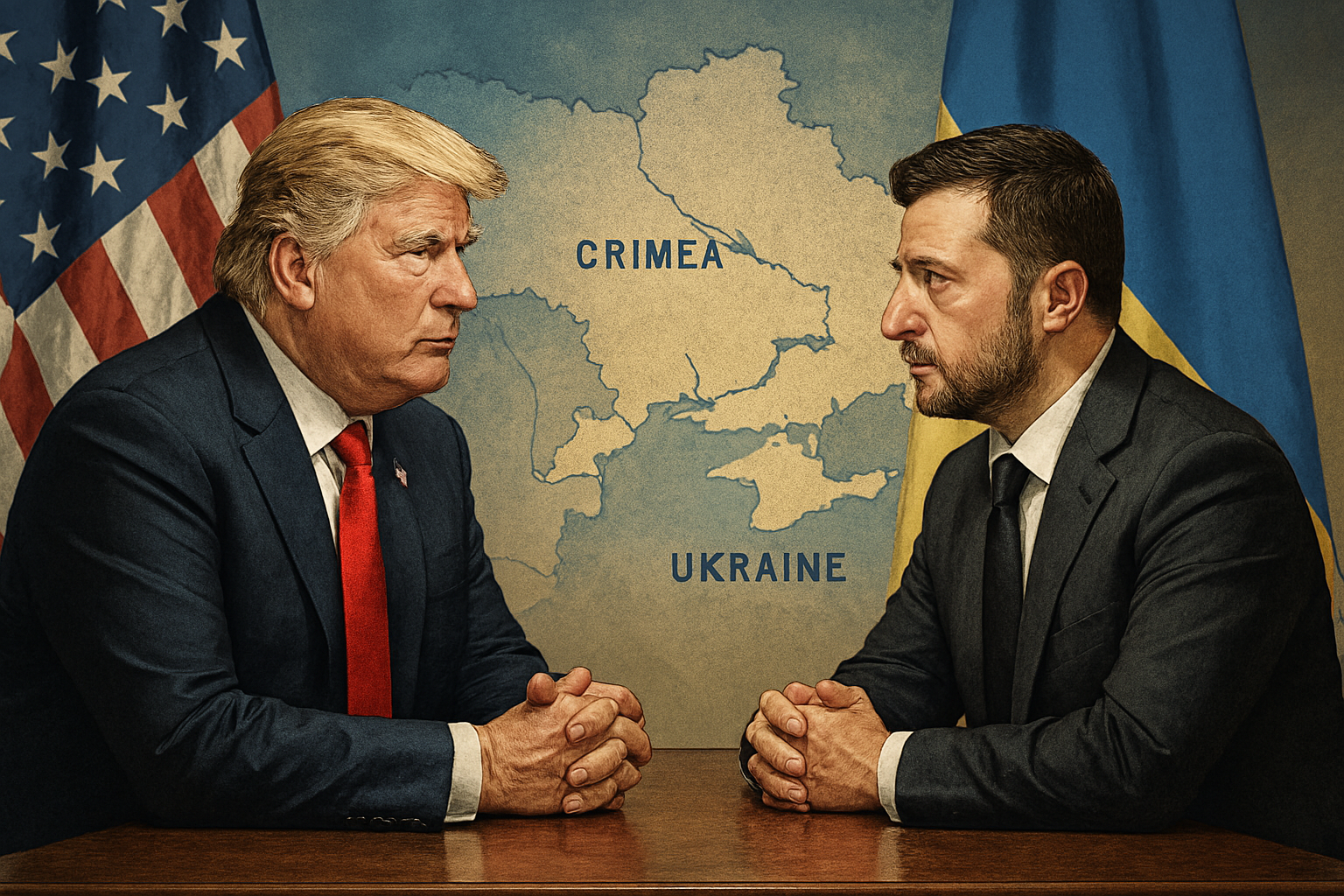 Asia Trump and Zelensky meeting discussing Ukraine, Crimea, and global security