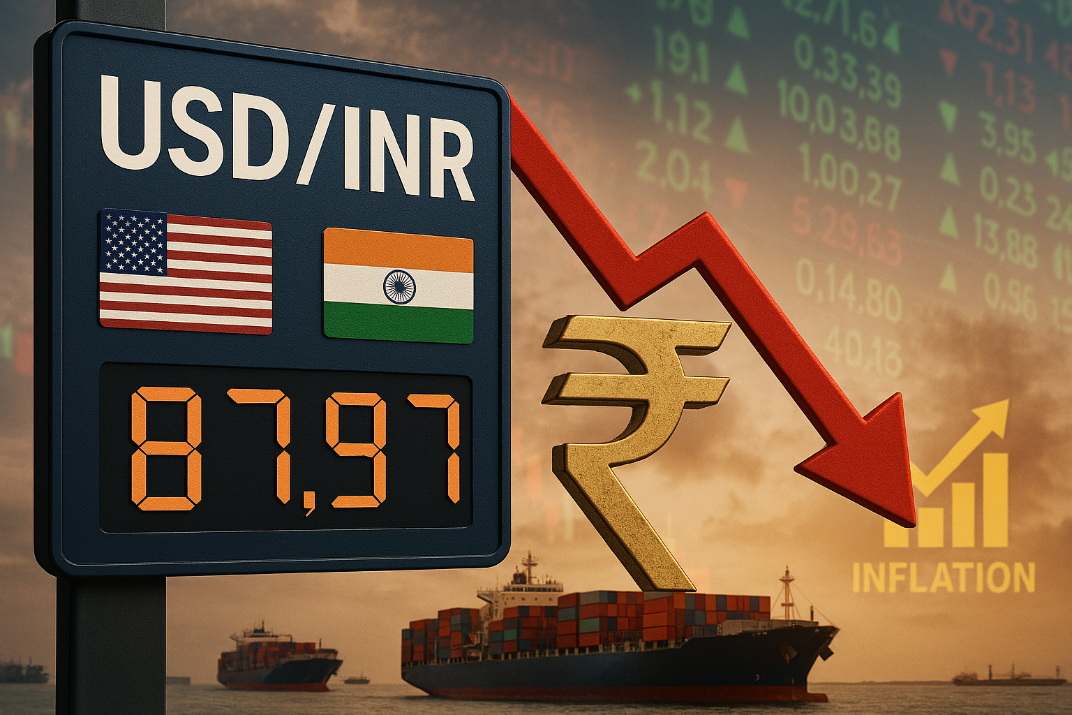 Asia USD INR exchange rate falls to 87.97, rupee hits record low