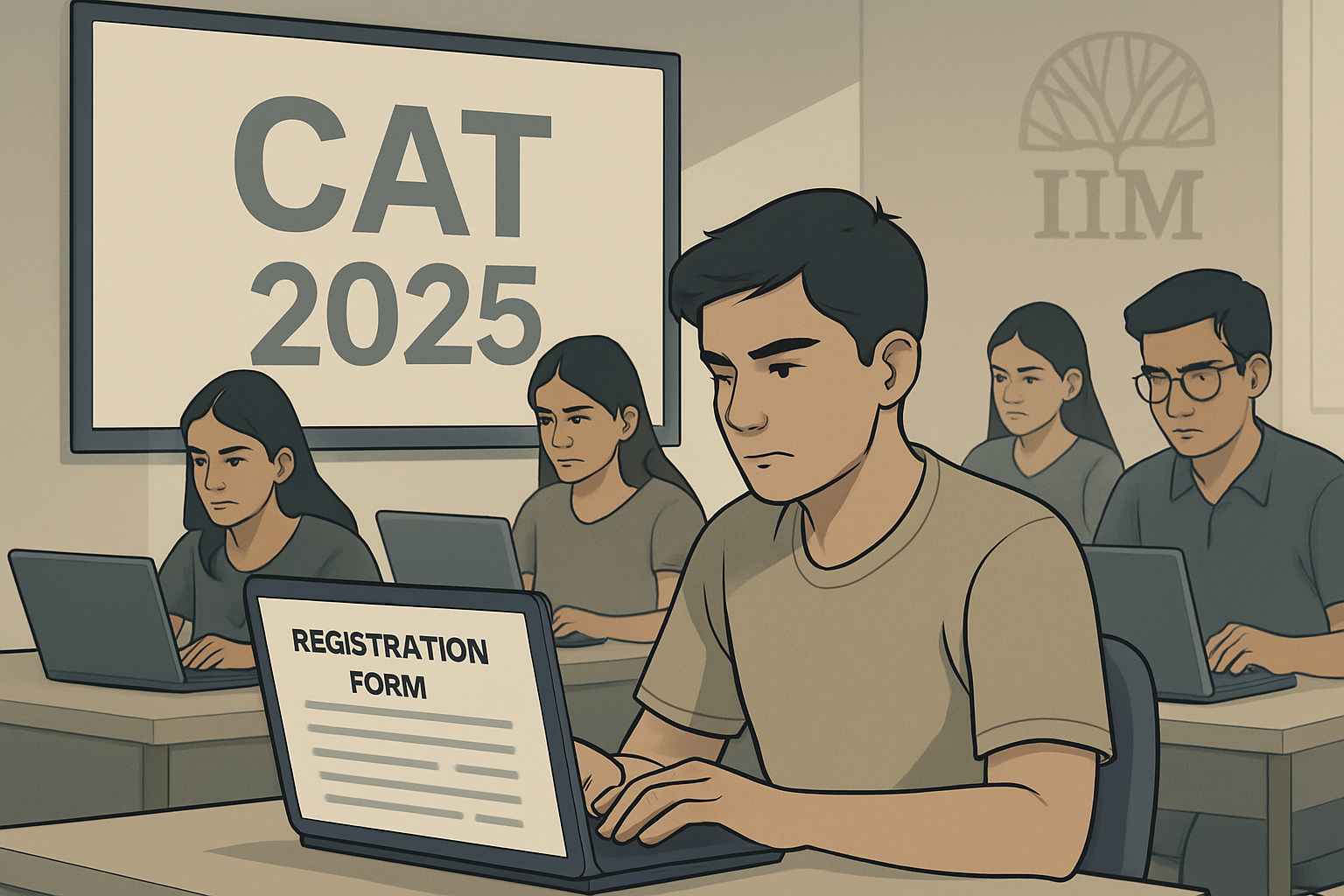 Allahabad University Students filling CAT 2025 registration form online for IIM entrance exam