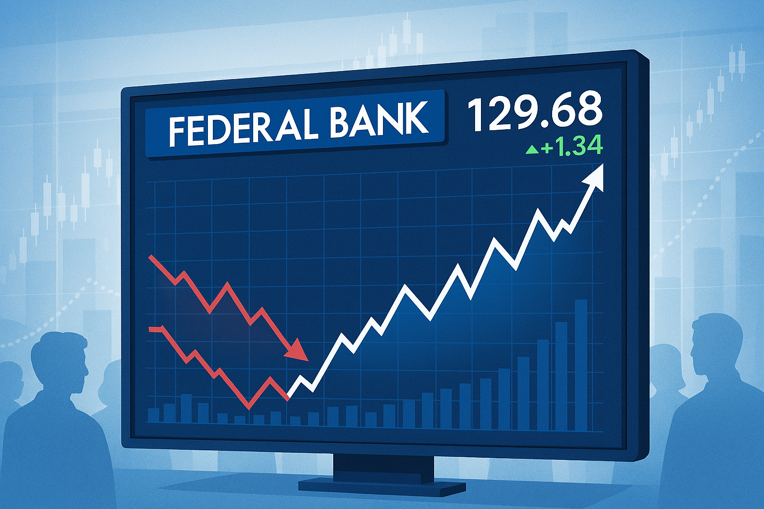 income tax Federal Bank share price graph with Q1 FY26 earnings highlights