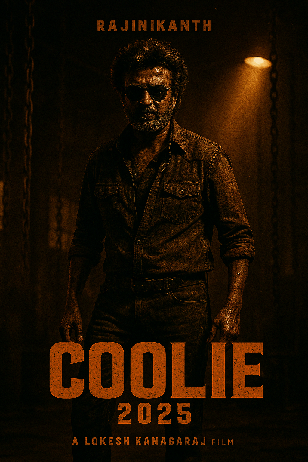 Sundar Pichai Rajinikanth in Coolie 2025 trailer poster with Lokesh Kanagaraj and star cast