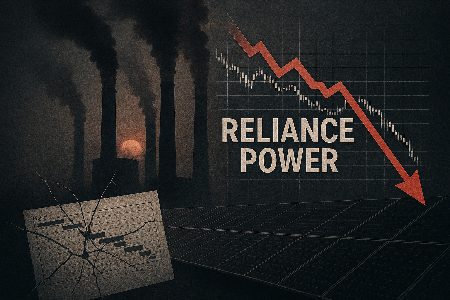 bajaj Reliance Power share price chart showing decline after project delays