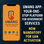 umang app Screenshot of UMANG App interface on smartphone for UAN activation