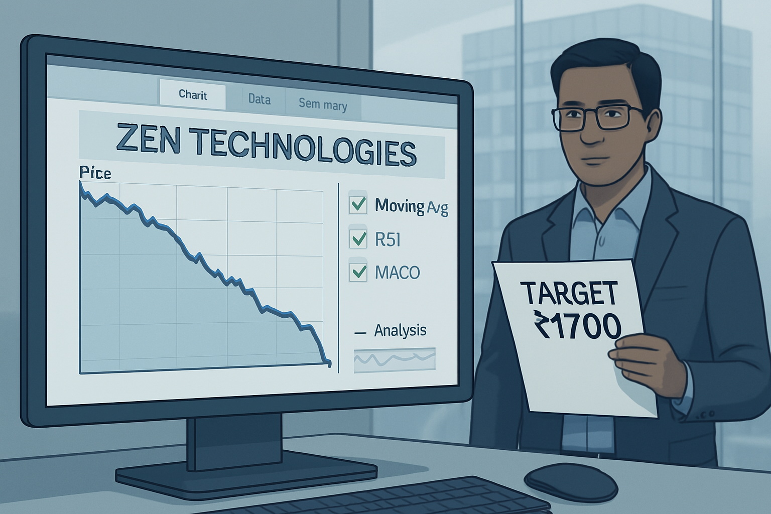 Allahabad University Zen Technologies share price fall and target revision – chart illustration