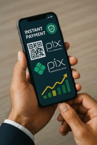 uksssc Pix instant payment system interface on mobile device